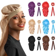 3pcs Long Bonnet Set Long Bonnet Satin Bonnet Silk Bonnet Extra Large Bonnets Si