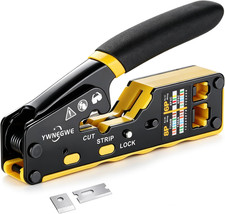 RJ45 Crimp Tool Kit Pass through Cat5/Cat5E/Cat6 Crimping Tool, 2PCS Blades