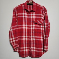 Vintage Levi's Sportswear Red White Plaid Flannel Button Up Shirt 1980s