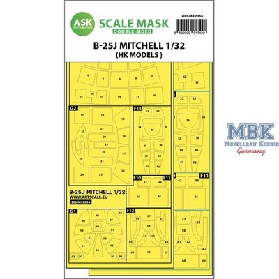 Artscale ASK200-M32034 B-25J Mitchell double-sided mask for HK Models