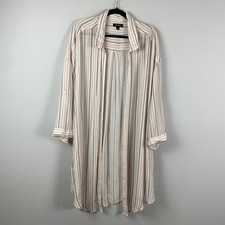 Torrid Oversized Shirt Kimono Size 3X Open Front Multicolor Stripe Roll Tab Slv