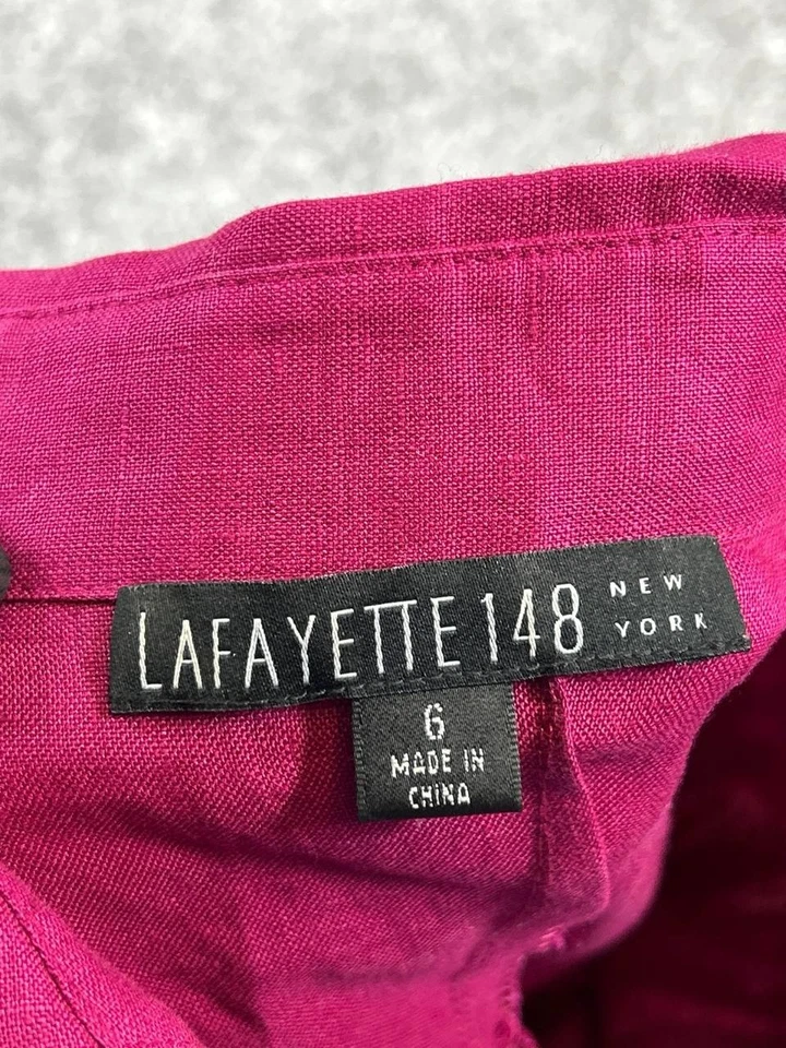 Lafayette 148 Shirt Womens 6 Purple Linen Blouse * - Image 3 of 4