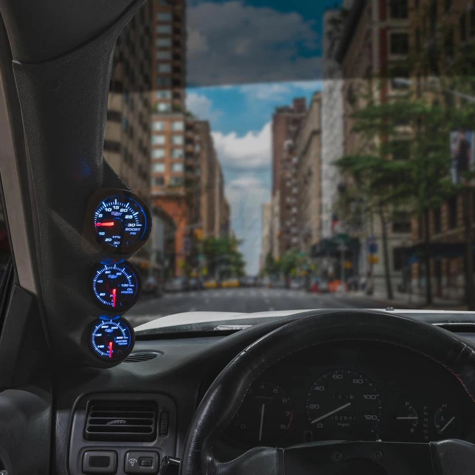 GlowShift Boost, PSI de aceite, medidores de temperatura del agua + cápsula gris 95-99 Mitsubishi Eclipse Foto 2 de 4