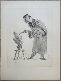 A. Paul Weber the correction lithograph on laid paper autographed