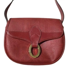 Christian Dior Trotter Shoulder Bag Wine Red Textured Leather Vintage Authentic