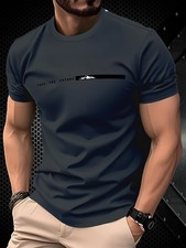 Men's Simple Modern T-Shirt - Deep Navy Blue Daily Essential - Breathable