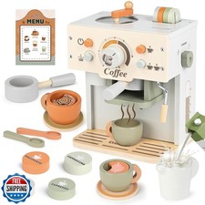 Dreamon Toy Coffee Maker for Kids Kitchen Set, Wooden Kitchen Acc