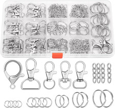 300PCS Keychain Making Kit, Keychain Craft Supplies Including Key Chain Clips, L