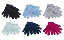 Kids Thermal Magic Gloves Girls Boys Warm Stretch Glove Plain/Sparkly 2 Pack 