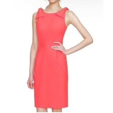J. Crew Women's Coral Pink Wool Blend Bow Shoulder Sheath Dress V-Back Size 0