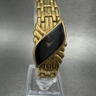 Seiko Watch Women 16mm Black Dial Gold Tone Vintage 4N00-6411 New Battery