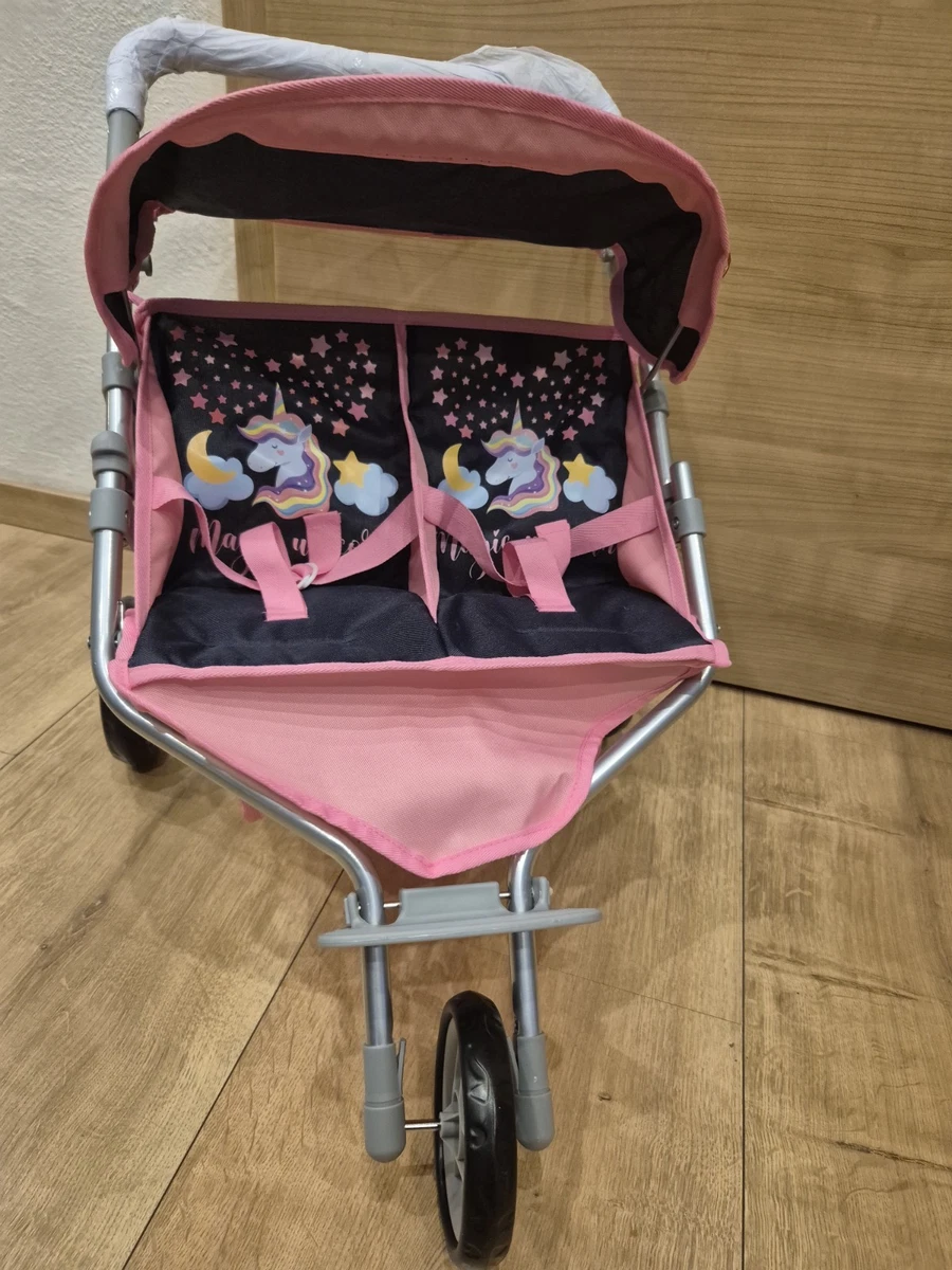 Silver Cross Puppenwagen Zwillingswellenkinderwagen  Tandem-Doppelbuggy,  Pink, Original, NEU 2024