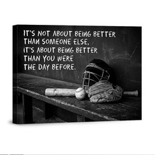 Baseball Motivational Quote Canvas Wall Art Decor Sports Locker Room Poster