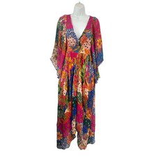 Farm Rio Sunny Mix Chiffon Midi Dress Women Small Multicolored Flowy Floral