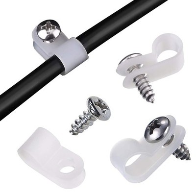 100 Stück R Typ Kabelklemmen, 6,4mm Nylon Kabelhalter, Kunststoff Draht Clips 