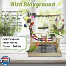 PINVNBY Bird Playground Parrot Perch Stand Play Gym Cockatiel Wood Bird Toys ...