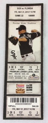 MLB 2010 05/21 Florida Marlins at Chicago White Sox Full Ticket-Mark Buehrle WP
