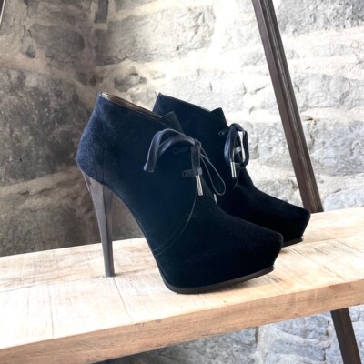 Lanvin Black Suede Platform Booties  - size 37 IT - 7 US