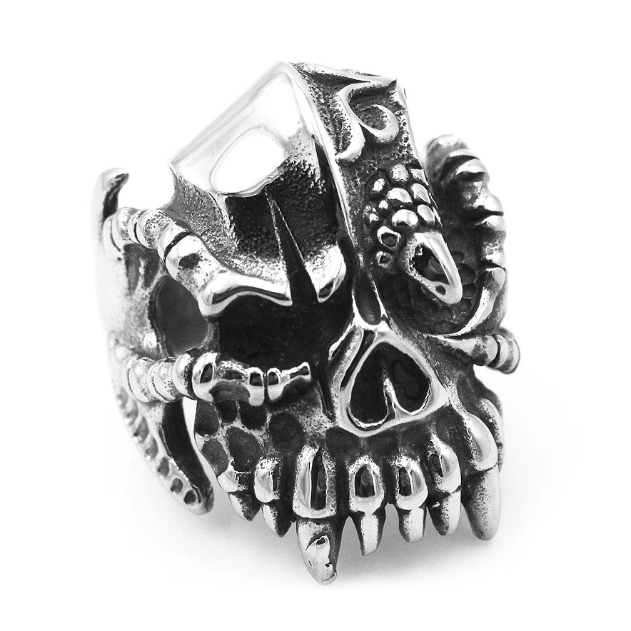 Anel punk vintage de aço inoxidável com garra de águia masculino para motociclista - Imagem 3 de 4