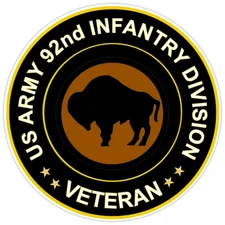 US Army 92nd Infantry Division Veteran Bumper Sticker Military Vinyl Decal 5"