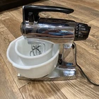 Vintage Chrome Sunbeam Mixmaster 12 Speed Stand Mixer w/ Milk Glass Bowls Works!