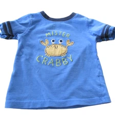 Jumping Beans T Shirt Boys Size 18M Blue Short Sleeve Crabby Crab Pullover Tee