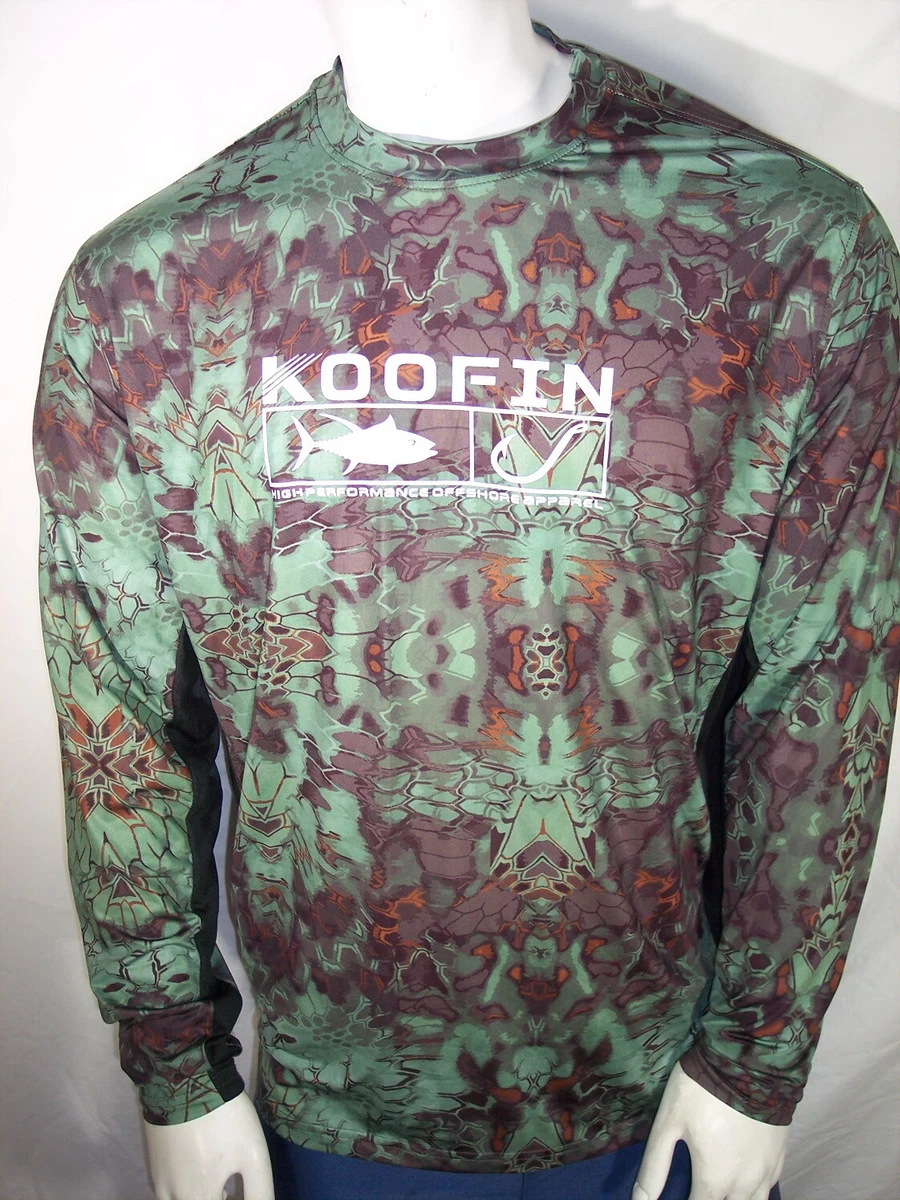 Koofin High Performance Offshore Apparel Large Green Camo Fishing Shirt