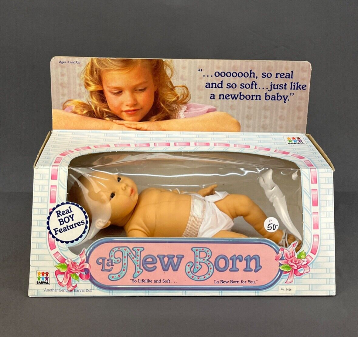 Vintage BARVEL 1985 La Newborn BOY Babydoll 21” Anatomically