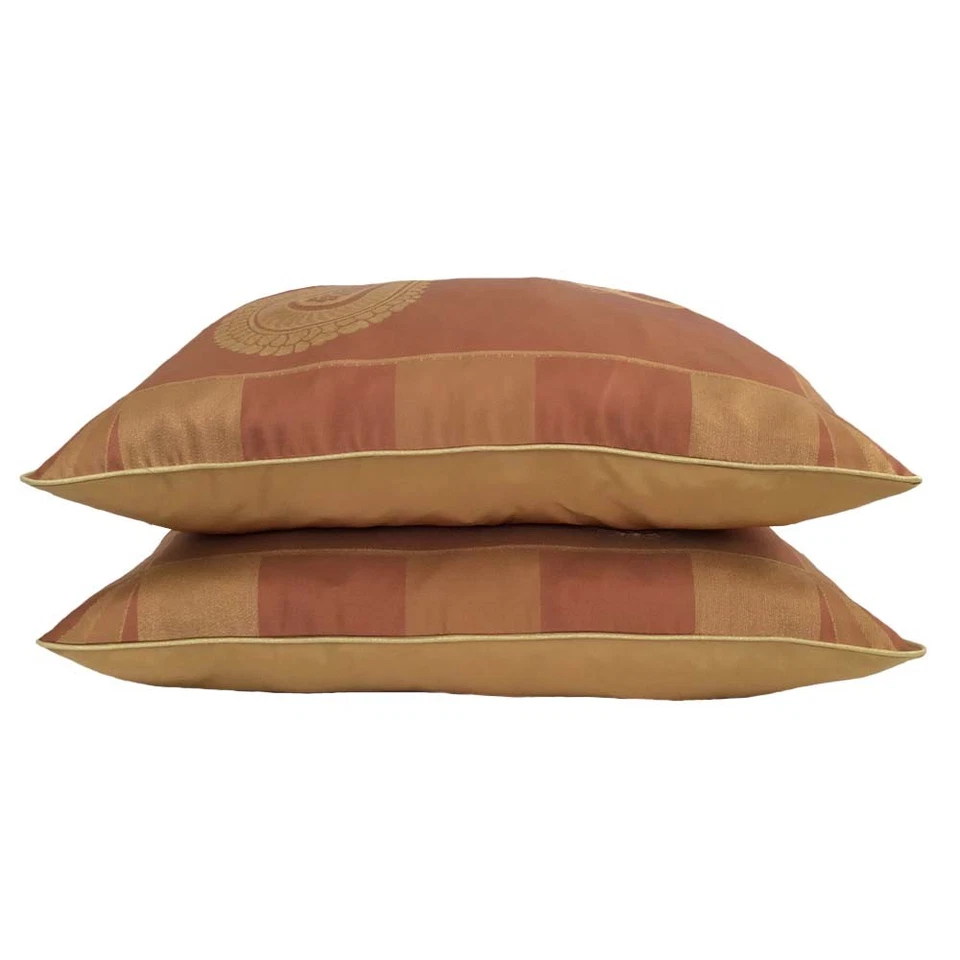 2 fundas de almohada/fundas de cojín de cachemira satinada jacquard cobre tamaño estándar Foto 2 de 4