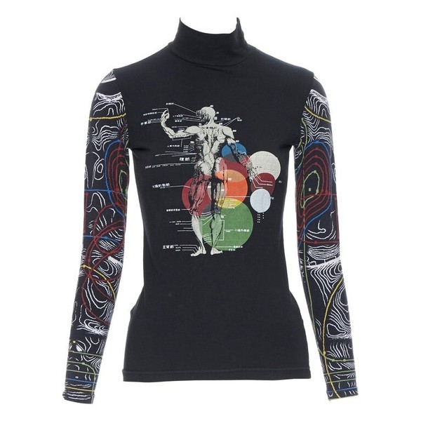 JEAN PAUL GAULTIER Human Body Tattoo Skeleton Anatomy Chart Top Sweatshirt