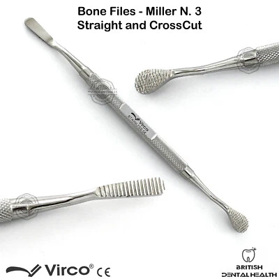 VIRCO Bone File Miller Straight & Cross Cut Smoothing Bones Orthopedic Surgical Dental