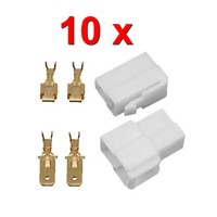 10X Flachstecker GehäUse FlachsteckhüLsen SteckergehäUse 2 Polig 6,3Mm Stecker