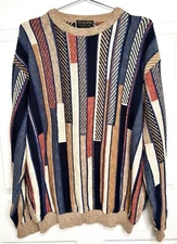 VTG Tosani Sweater Coogi-Style Wool Blend 3D Knit 90s Biggie Sz XL