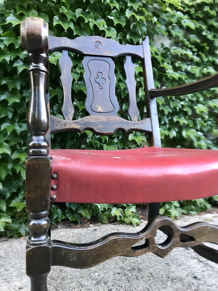 ANTIQUE VINTAGE VICTORIAN AMERICAN GOTHIC CARVED CHAIRS DINING ART DECO NOUVEAU - Image 3 of 4