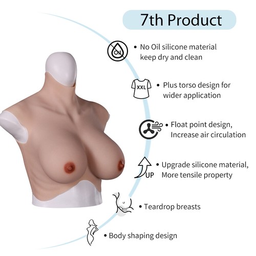 IMI Flocked Silicone Breast Forms Breast Plate B-K Cup Crossdresser Drag Queen - Picture 16 of 22