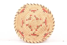 Native American Inuit Indian Basket Alaskan Eskimo Yupik coiled Flat Tray Plaque