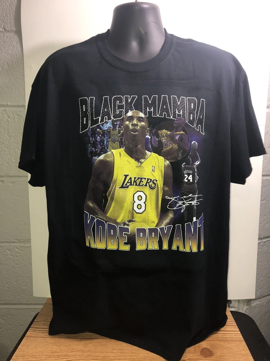 kobe bryant 90s bootleg style t shirt la lakers black Mamba Size M