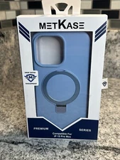 iPhone 15 Pro MAX METKASE Premium Design Case in Slide-Out Box Blue Mag Safe