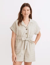 Madewell Women's Seersucker Camp Romper size XXS Item NF853