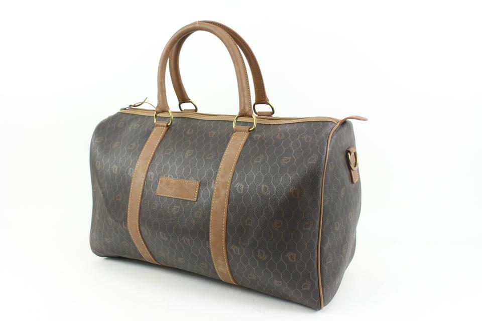 Dior Black x Brown Honeycomb Monogram Trotter Boston Duffle Bag