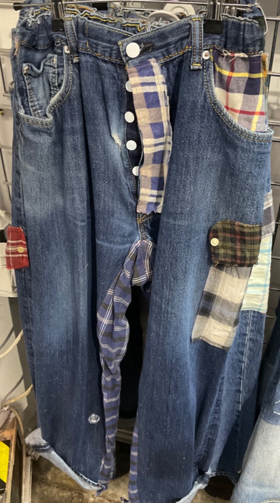 Random Vintage Upcycled Patchwork Flannel Jeans R… - image 11
