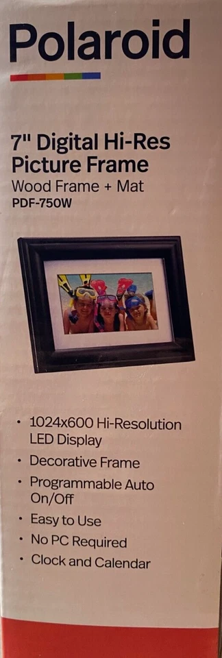 NIB Polaroid 7” Hi-Res Digital Picture Frame ~ Wood Frame + Mat ~ PDF-750W - Image 2 of 3