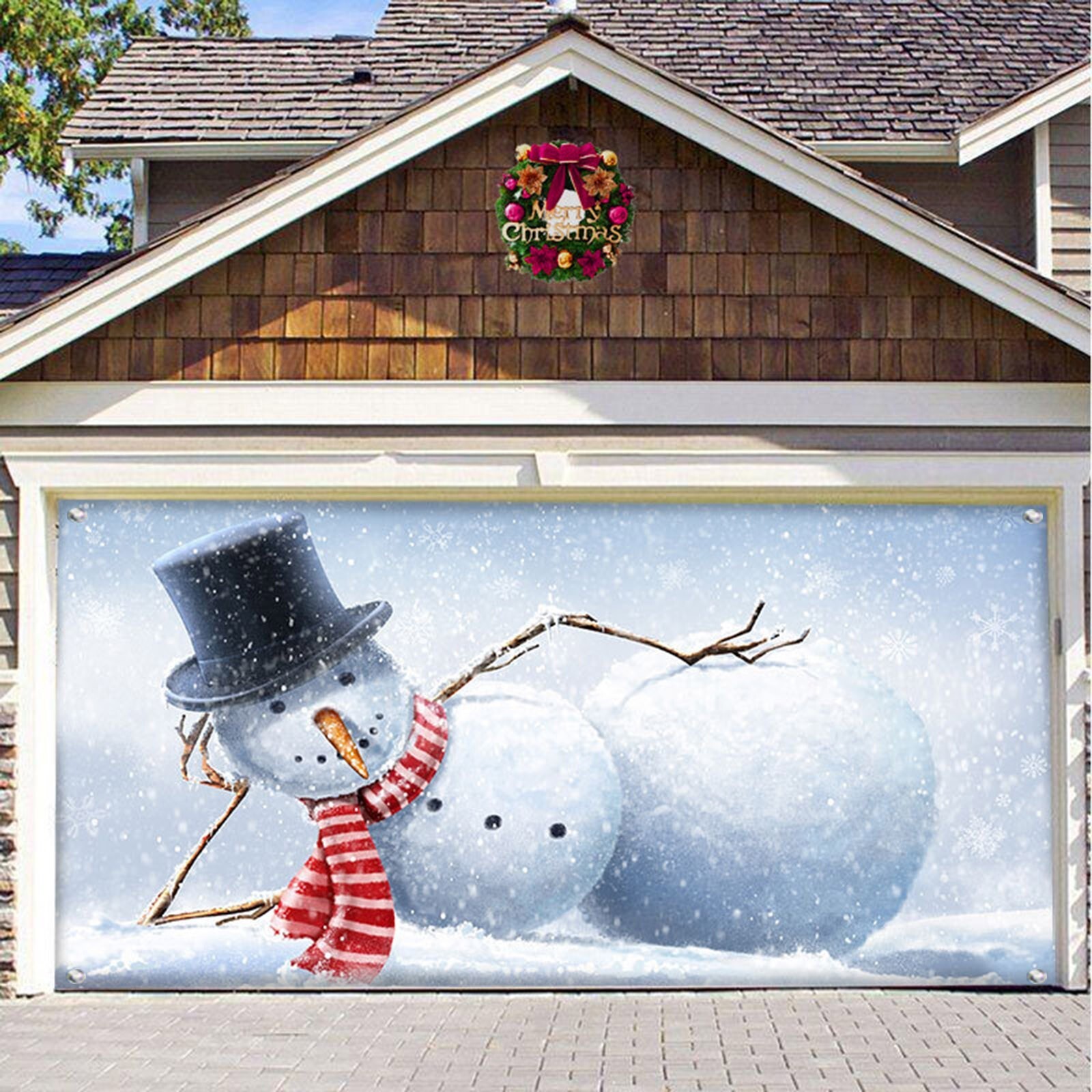 16x7 Ft Holy Night Christmas Outdoor Garage Door Banner Blue Lying
