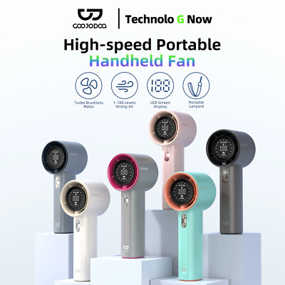 Mini Turbo Fan 100-Speed LED Display Rechargeable Handheld Desk Fan 16000RPM