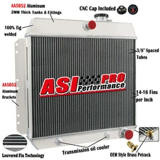 3 Row Aluminum Radiator fits 1949-54 Chevy Bel Air Fleetline Styleline 3.5L AT