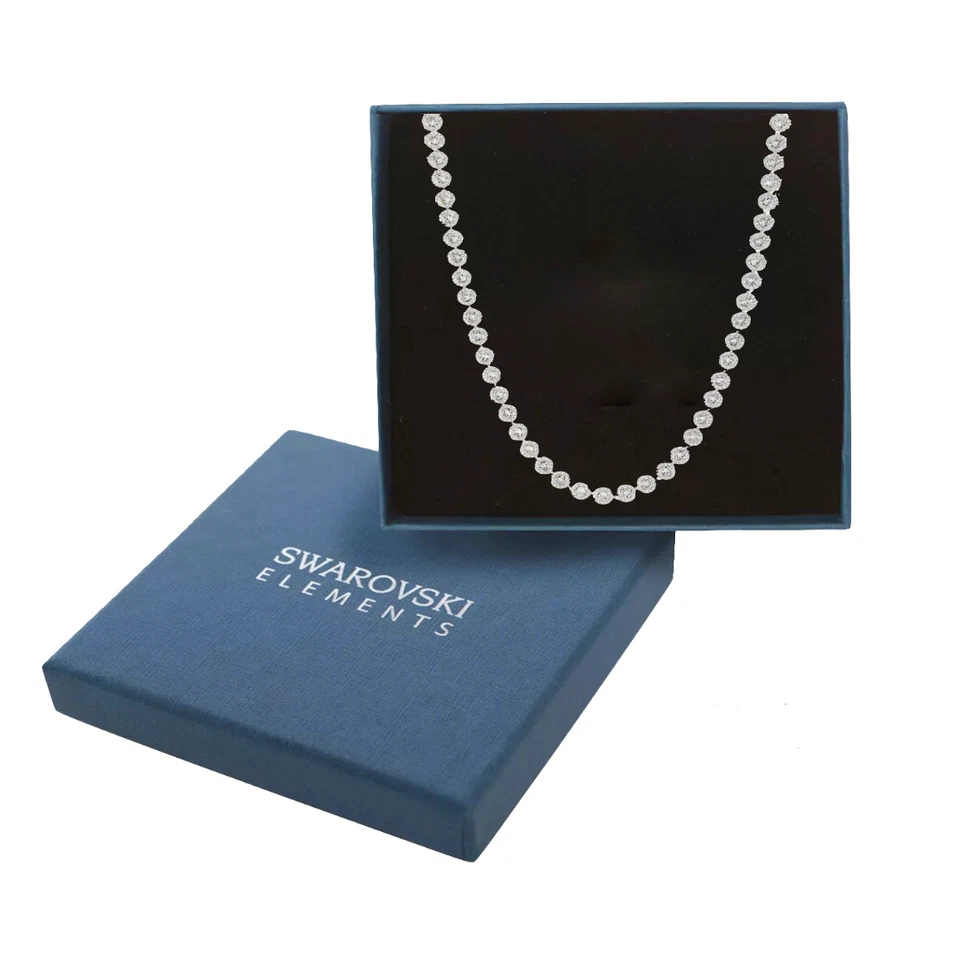 Collana Tennis Una Angel Donna Argento con Cristalli Swarovski Elements Original - Immagine 4 di 4