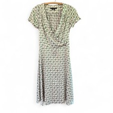 FLASH SALE Zara Basic Womens Draped Neck Dress Circle Print Green White Sz M