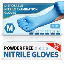 Powder-Free Nitrile Exam Gloves, 4.5 Mil, 100 Pcs Blue Disposable Latex-Free ...