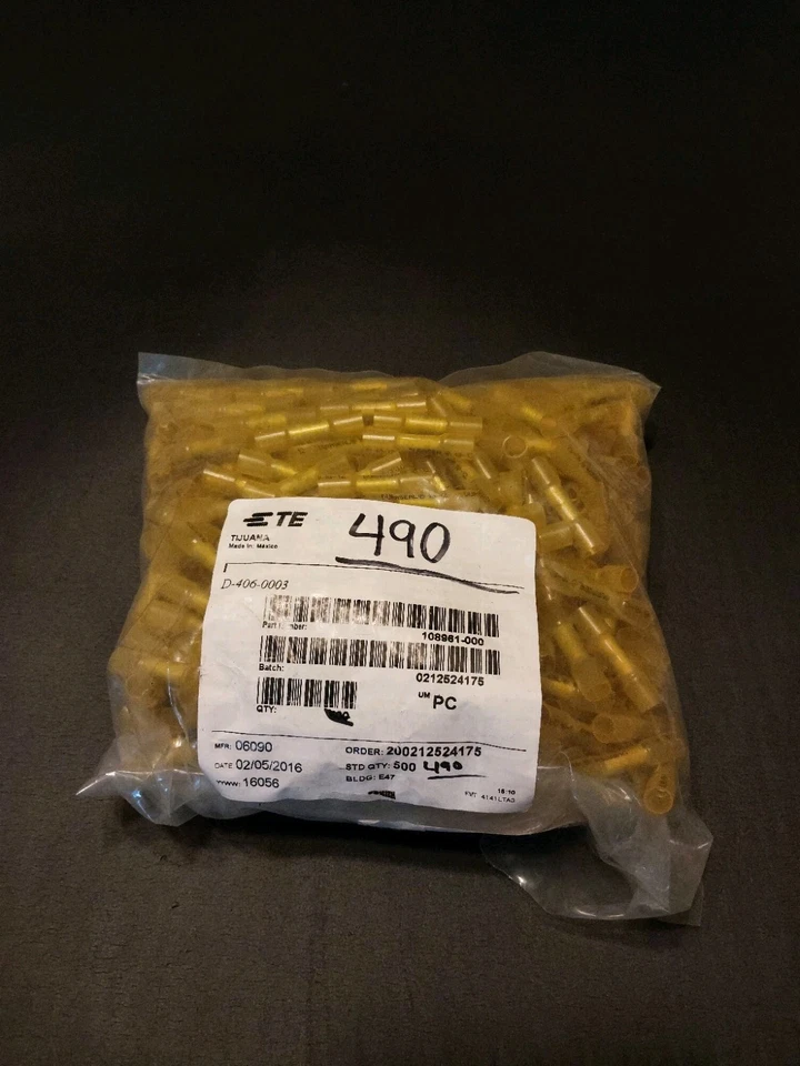 490 TE RAYCHEM Heatshrink Butt Splice Connectors Yellow D-406-0003 108961-000 - Image 3 of 4