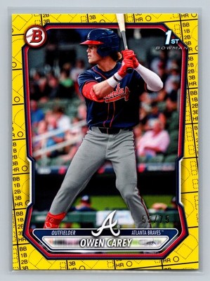 Owen Carey 2026 Bowman 1st Paper Yellow Scorecard /75 #BP-69 Braves